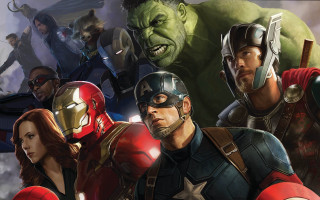 Avengers group sky clouds stars - a group of avengers characters free wallpaper