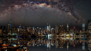 City skyline stars water boats - city free wallpaper