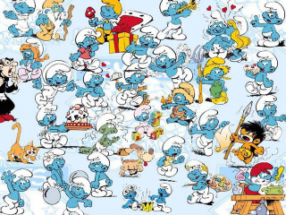 Cartoon characters grouped blue background 2 - cafer bater free wallpaper