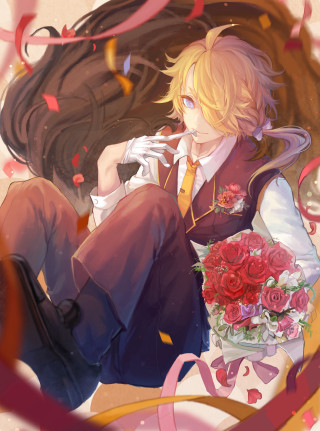 Man chair bouquet flowers woman - a bouquet of flowers free wallpaper for mobile