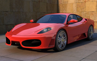 Red sports car sidewalk open - edi rama free wallpaper
