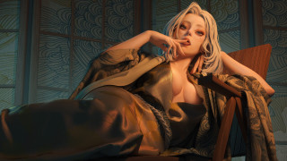 Blonde woman ukiyo e detailed - art station free wallpaper