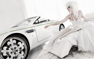Woman white dress white car - a white dress free wallpaper for desktop
