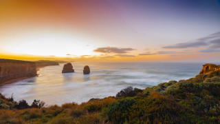 Sunset ocean cliffs beach landscape - andrew law free wallpaper for desktop
