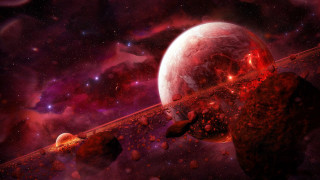 Space red planet aurora moon - david free wallpaper for desktop