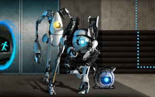 Robot glowing eyes glowing arm - game art free wallpaper for desktop