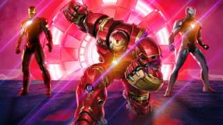 Ironman group red background lightbeam - artgerm free wallpaper