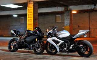Motorcycles night black white parking - a parking lot free wallpaper