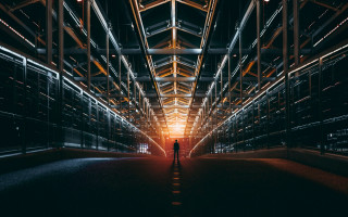 Person dark tunnel ceiling lights - a dark tunnel free wallpaper