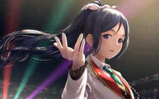 Woman blue hair aurora star - high definition free wallpaper