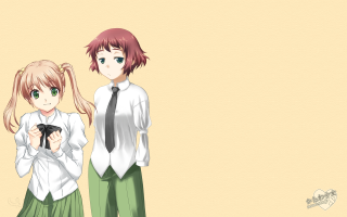 Anime couple yellow background characters - purism free wallpaper for desktop