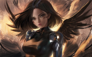 Woman birdbody wings smoke flames - stanley artgerm lau free wallpaper for desktop