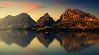 Mountain lake sunset clouds campfire - a lake in front free wallpaper for desktop