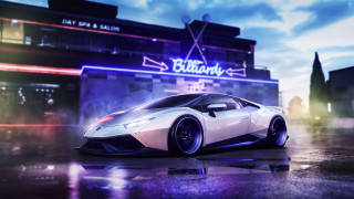 White sports car night neon - a white sports car free wallpaper for desktop