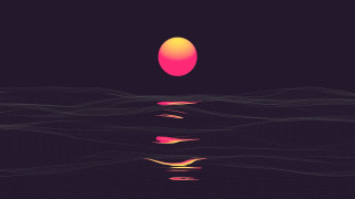 Sunset waves orange sun cubo - synthwave free wallpaper for desktop