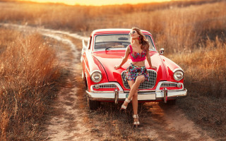 Woman redcar field sunset jewelry 2 - the hood free wallpaper