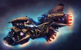 Futuristic flying vehicle engine glowing - massive free wallpaper