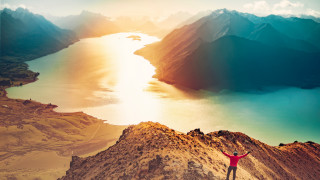 Mountain lake peak sunset ocean - top of a mountain next free wallpaper