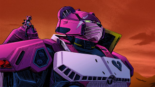 Pink purple robot motorcycle furry - mecha free wallpaper