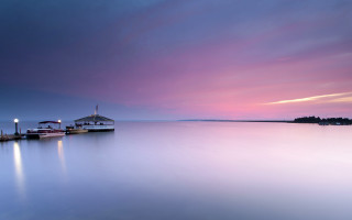 Dock boat house sunset pink - a dock free wallpaper for desktop