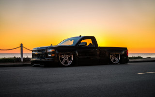 Black truck ocean sunset military - the sun setting free wallpaper