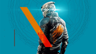 Futuristic man cyberpunk helmet glowing - vector free wallpaper