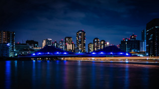 City skyline bridge river night 67 - a bridge and a river free wallpaper for desktop