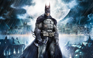Batman standing rain cape open - dark night free wallpaper