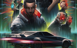 Cyberpunk battle man gun red - key art free wallpaper for desktop