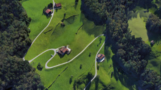 House green field winding road - a lush green field free wallpaper