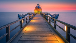 Pier light night colorful sky - a pier free wallpaper for desktop