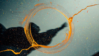 Spinning yellow object astronaut fireworks - a yellow object free wallpaper