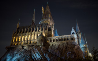 Castle clocktower night magic architecture - a dark sky background free wallpaper