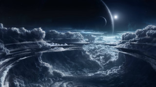 Earth moon clouds planet ocean - a distance free wallpaper