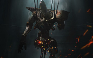 Robot light shining metal embers - a robot free wallpaper