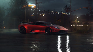 Red sports car night city 13 - a red sports car free wallpaper