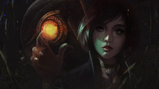 Woman glowing orb dark forest - a dark forest free wallpaper for desktop