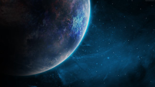 Space planet stars blue horizon 2 - blue light free wallpaper