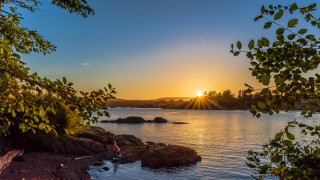 Sunset lake forest shore water - esther blaikie mackinnon free wallpaper