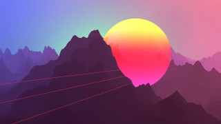 Colorful mountain landscape sunset silhouette - low free wallpaper for desktop