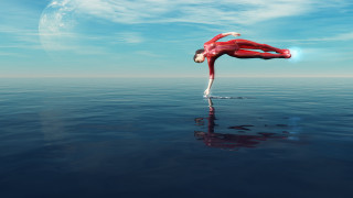 Person red suit handstand water - a handstand free wallpaper