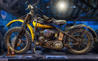 Motorcycle display blue background spotlight - unreal engine 5 free wallpaper