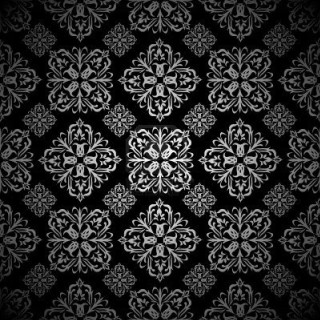 Black white floral pattern leaves - mosaic free wallpaper for tablet