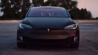Black tesla parking lot dusk - dusk time free wallpaper