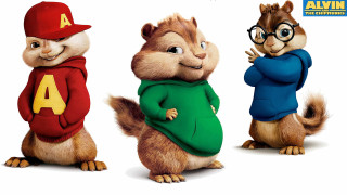 Chipmunks sweaters hats standing row - a row free wallpaper
