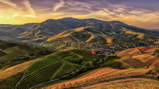 Scenic valley village mountains sunset 3 - a scenic view of a valley free wallpaper for desktop