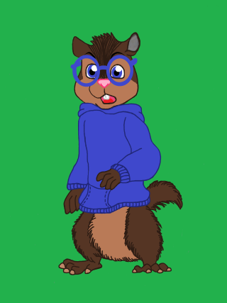 Cartoon squirrel blue sweater goggles - one leg free wallpaper