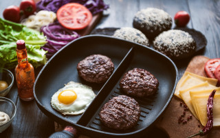 Food table meatballs egg curry - free vintage wallpaper