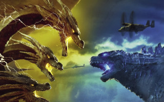 Godzilla kaiju battle plane sky - weta digital free wallpaper