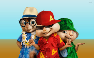 Cartoon chipmunks beach blue sky - a group free wallpaper